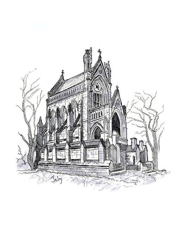 Spring Grove Cemetary Art Print featuring the drawing Dexter Mausoleum by John Ely