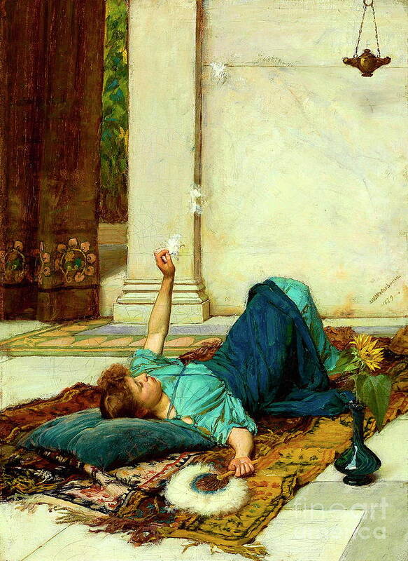 Dolce Far Niente Art Print featuring the painting Dolce Far Niente by John William Waterhouse
