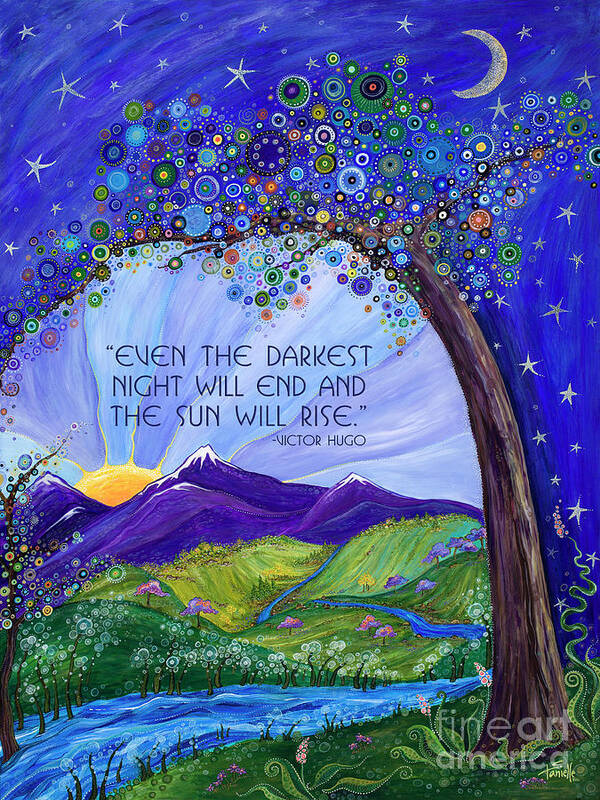 Dreaming Tree Art Print featuring the digital art Dreaming Tree with Quote by Tanielle Childers