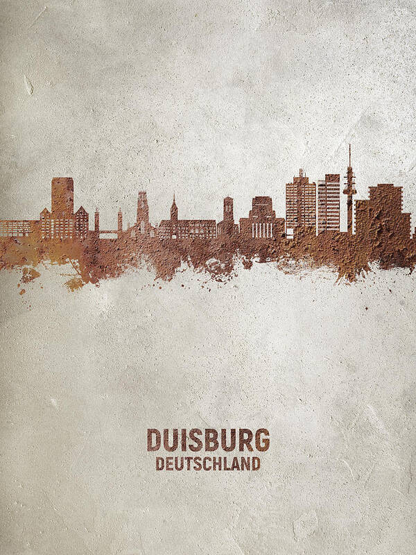 Duisburg Art Print featuring the digital art Duisburg Germany Skyline #64 by Michael Tompsett