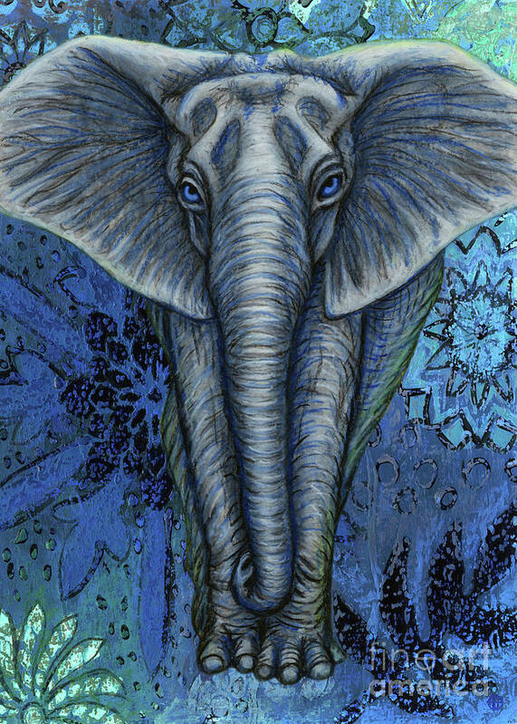 Elephant Art Print featuring the painting Elephant Abstract Botanical by Amy E Fraser