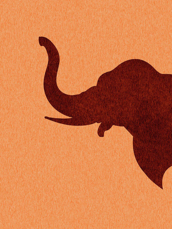 Elephant Art Print featuring the mixed media Elephant Silhouette - Scandinavian Nursery Decor - Animal Friends - For Kids Room - Minimal by Studio Grafiikka