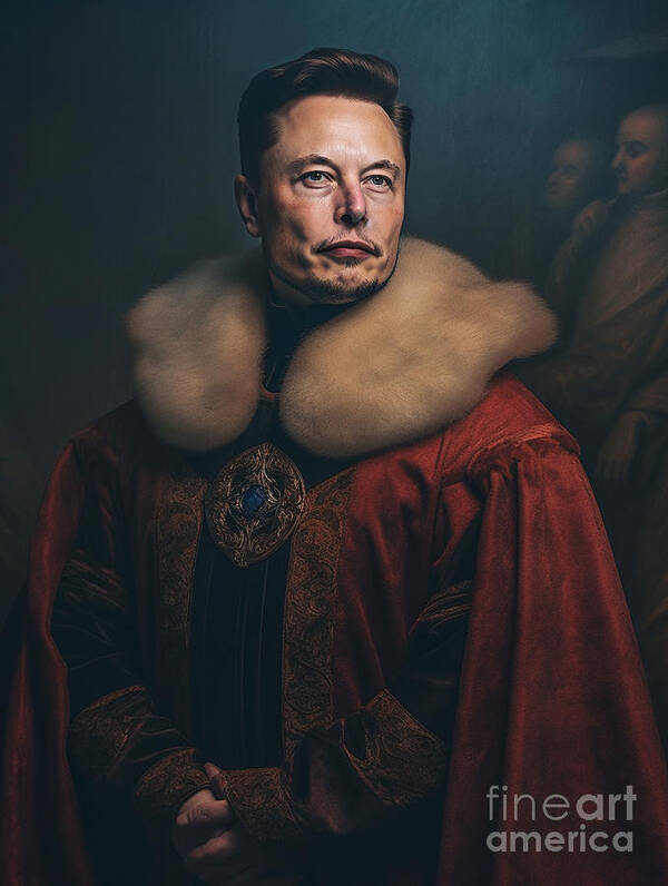 Elon Musk  Surreal Cinematic Minimalistic Shot Art Art Print featuring the painting Elon Musk  Surreal Cinematic Minimalistic Shot by Asar Studios by Celestial Images