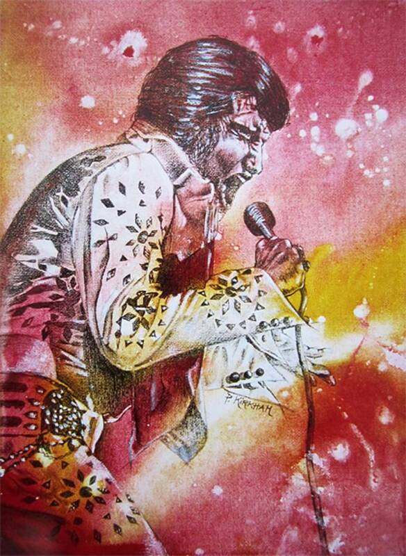 The King Art Print featuring the drawing Elvis by Pamela Kirkham