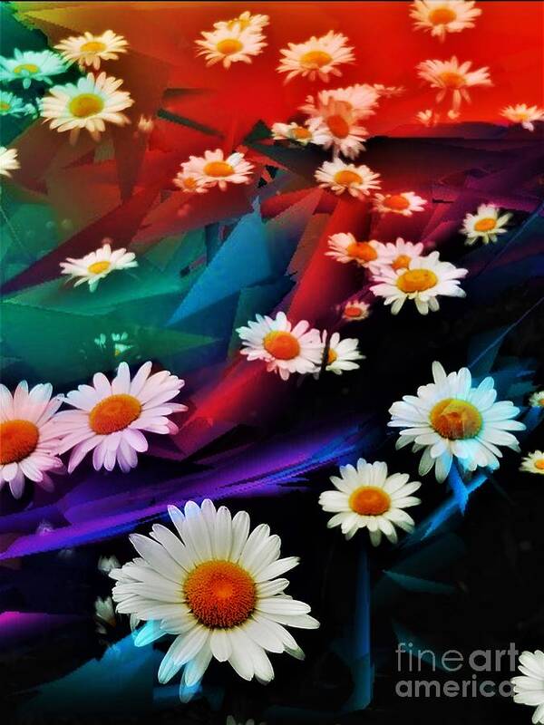 Daisy Art Print featuring the painting Ethereal Daisies by Jacqueline McReynolds