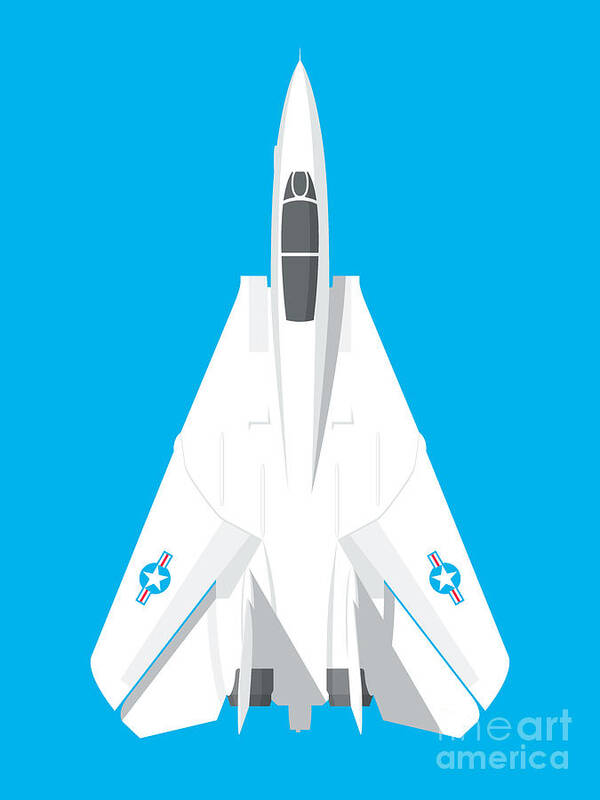 Jet Art Print featuring the digital art F-14 Tomcat Fighter Jet Aircraft - Cyan by Organic Synthesis