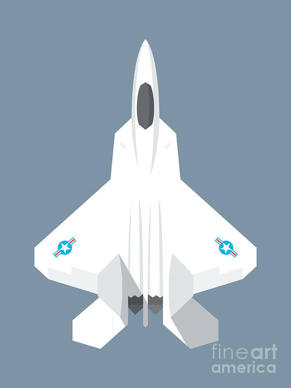 Jet Art Print featuring the digital art F-22 Raptor Jet Fighter Aircraft - Slate by Organic Synthesis