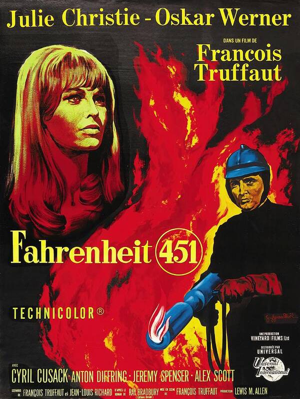 Noel Art Print featuring the mixed media ''Fahrenheit 451'', 1966 - art by Guy Gerard Noel by Movie World Posters