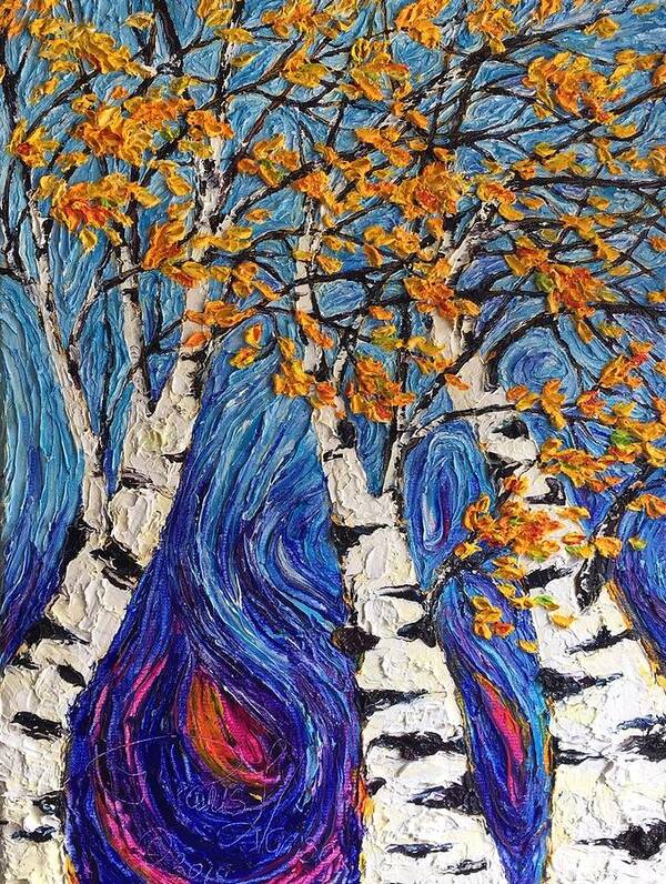 Fall Trees Art Print featuring the painting Fall Trees by Paris Wyatt Llanso
