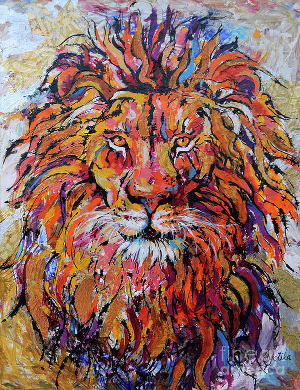  Art Print featuring the painting Fearless Lion by Jyotika Shroff