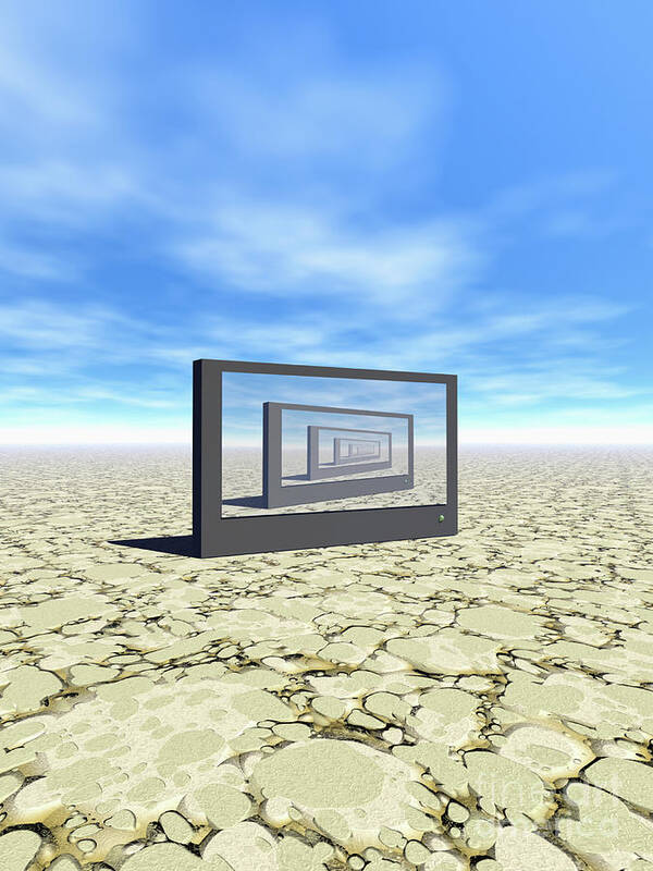 Digital Art Art Print featuring the digital art Flat Screen Desert Scene by Phil Perkins