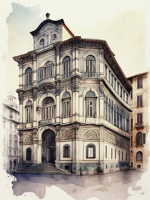 Florence Art Print featuring the painting Florence Watercolor III by Naxart Studio