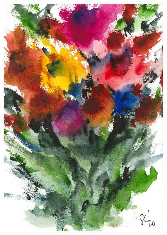 Water Art Print featuring the painting Flower_Now by Loretta Coca