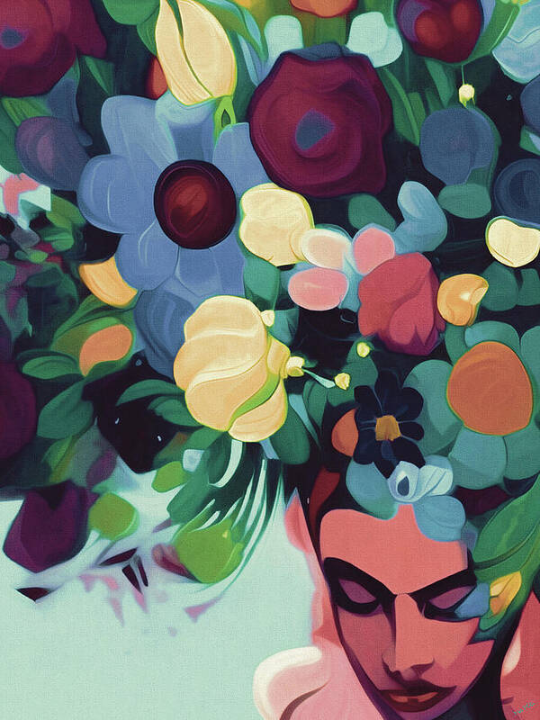  Art Print featuring the digital art Flowers In Her Hair by Michelle Hoffmann