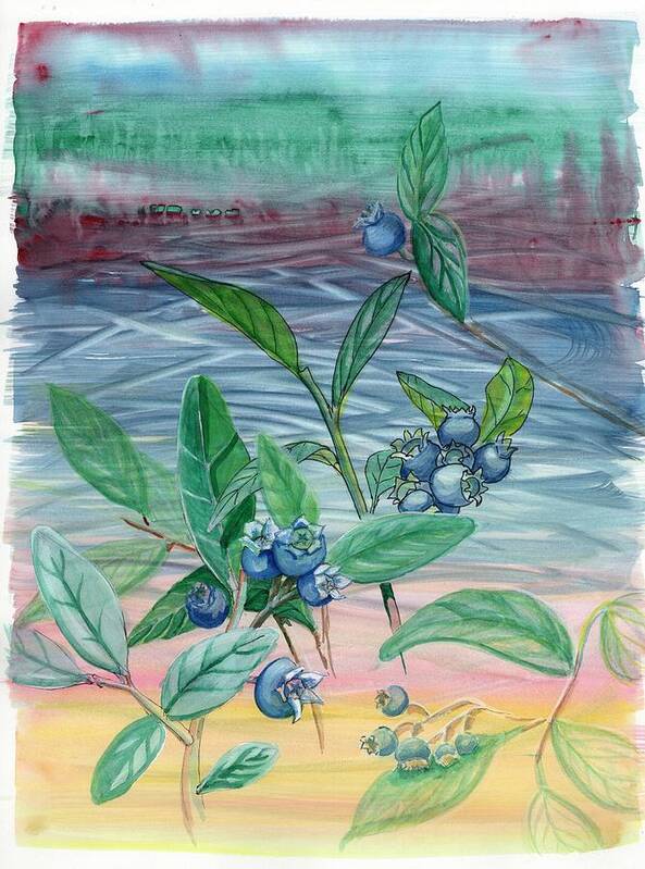 Watercolor Art Print featuring the painting Forage Blueberries by Tammy Nara