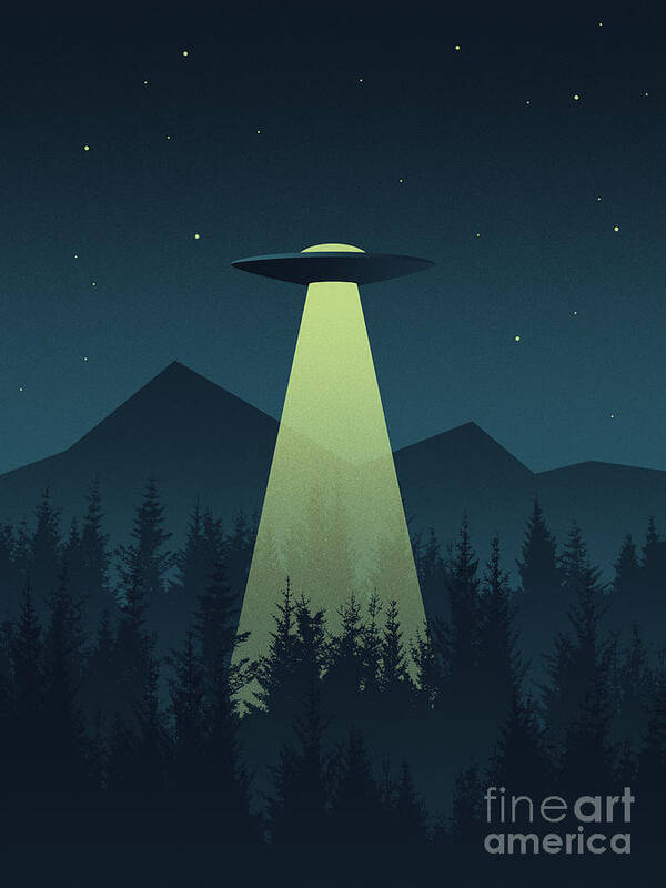 Forest Art Print featuring the digital art Forest UFO by Organic Synthesis