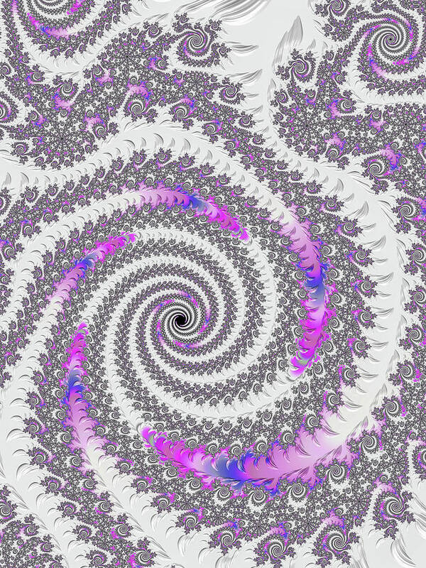 Fractal Art Print featuring the digital art Fractal Spirals Purple Orchid and Blue by Matthias Hauser