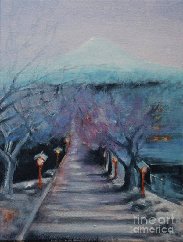 Landscape Art Print featuring the painting Fuji-san by Jane See