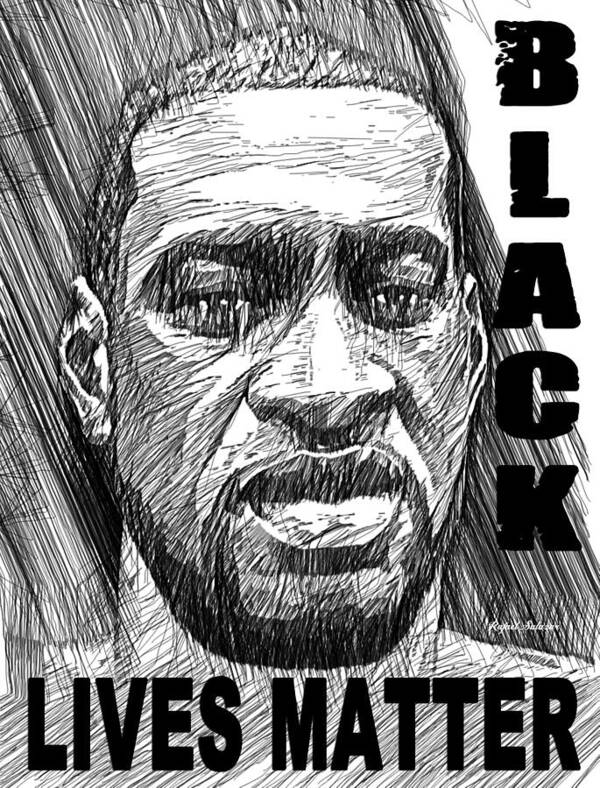George Floyd Art Print featuring the digital art George Floyd - Black Lives Matter by Rafael Salazar