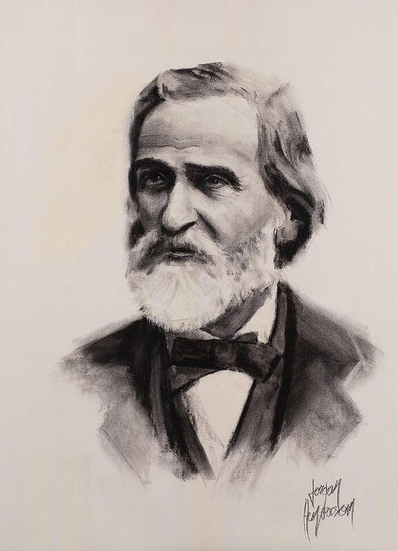 Charcoal Art Print featuring the drawing Giuseppe Verdi by Jordan Henderson