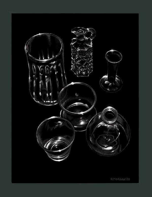Black Art Print featuring the digital art Glassware 1 by Don Morgan
