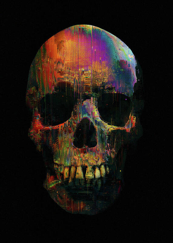 Skull Art Print featuring the digital art Glitchy Species by Nicebleed