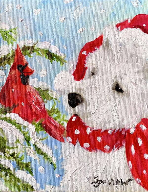 Christmas Art Print featuring the painting Good Tidings by Mary Sparrow