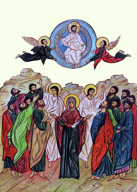 Angels Art Print featuring the photograph Greek Catholic Melkite Jesus Two Angels by Munir Alawi