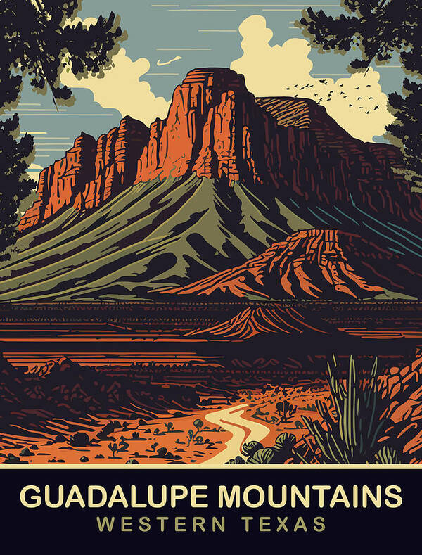 Guadalupe Art Print featuring the digital art Guadalupe Mountains by Long Shot