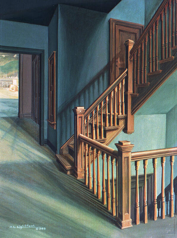 Interior Detail Art Print featuring the painting Hallway Shadows, Corinthian Hall by George Lightfoot