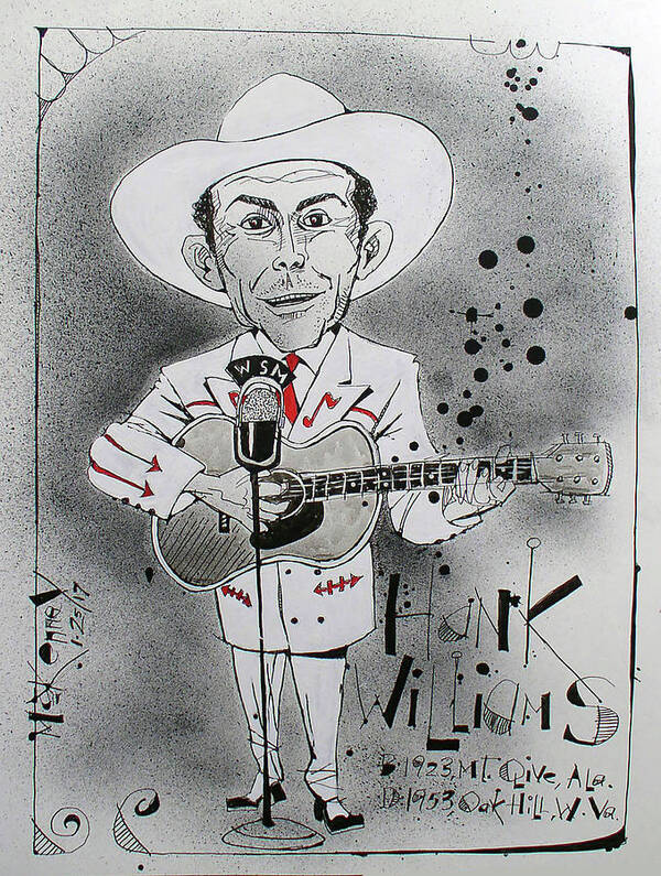  Art Print featuring the drawing Hank Williams by Phil Mckenney