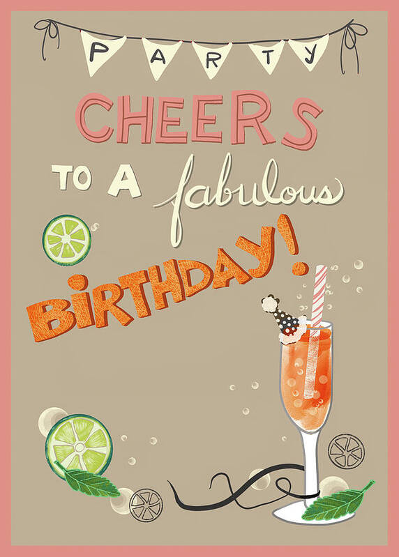 Cheers Art Print featuring the painting Happy Birthday Cheers by Blenda Studio