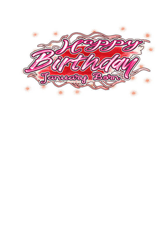 Happy Birthday Art Print featuring the digital art Happy Birthday January Born Pink Red for the Girls by Delynn Addams