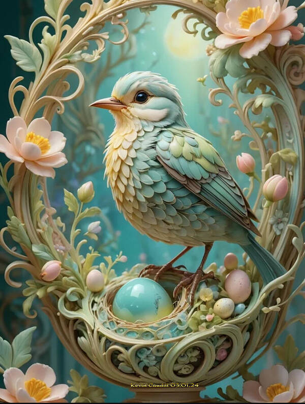 Pretty Bird Art Print featuring the digital art Happy Easter by Kevin Caudill