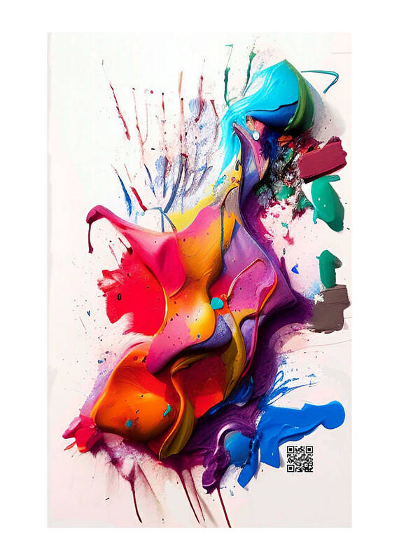 Abstract; Colorful; Acrylic; Motion; Movement; Splash; Red; Pink; Orange; Green; Blue Art Print featuring the painting Harmony in Motion by Rafael Salazar