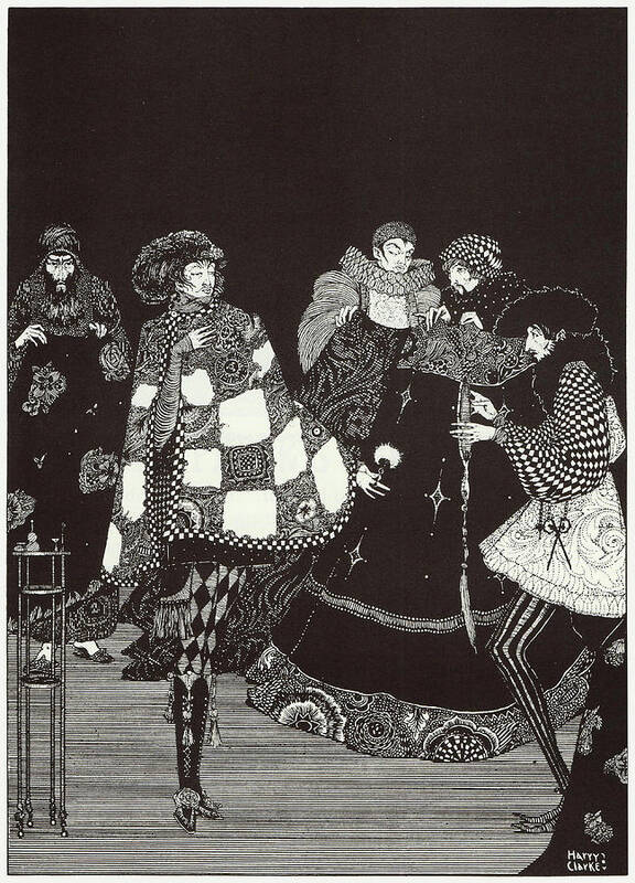 Emperors New Clothes Art Print featuring the drawing Harry Clarke illustrations for Andersen's Fairy Tales 1916 - The Emperor's New Clothes by Harry Clarke