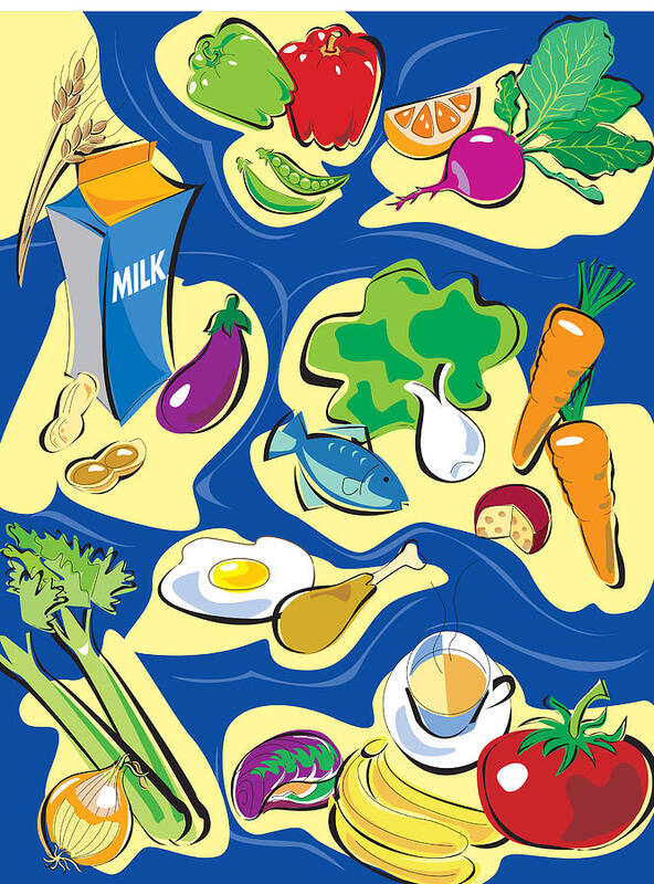 Cheese Art Print featuring the drawing Healthy Food by Exxorian