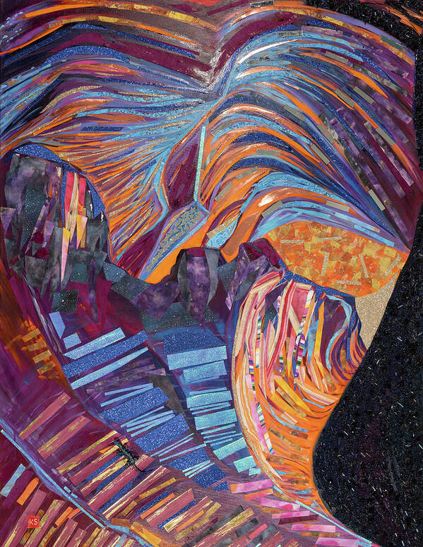 Antelope Canyon Art Print featuring the mixed media Heart of the Canyon by Kim Sowa