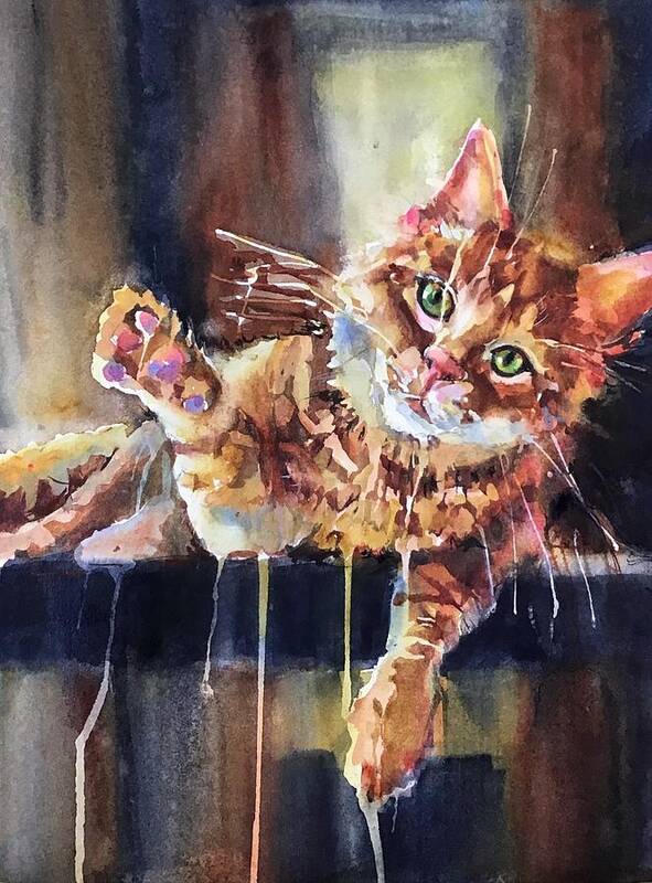 Pet Portrait Art Print featuring the painting Hi Maw by Judith Levins