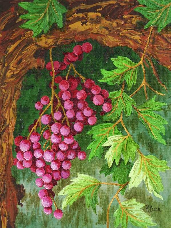 Grapes Art Print featuring the painting Hidden Treasure by Katherine Young-Beck