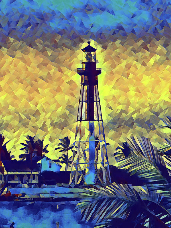 Lighthouse Art Print featuring the photograph Hillsboro Lighthouse in Style by Corinne Carroll
