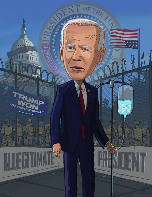 Sleepyjoe Art Print featuring the digital art Illegitimate President Joe Biden by Emerson Design