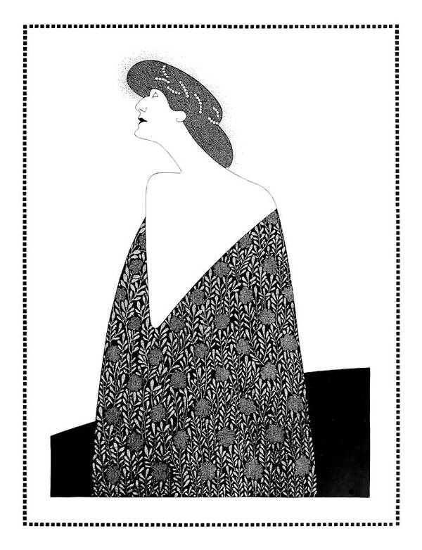 Women's Fashion Art Print featuring the drawing Illustrations by Julius Klinger - Women's fashion, model in robe, art nouveau plant pattern by Julius Klinger