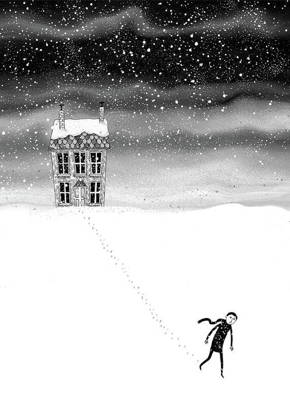 Snow Art Print featuring the drawing Inside the Snow Globe by Andrew Hitchen