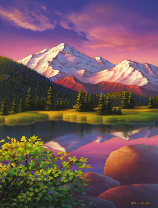 Mountain Scene Art Print featuring the painting Ivory Mountain by Robin Moline