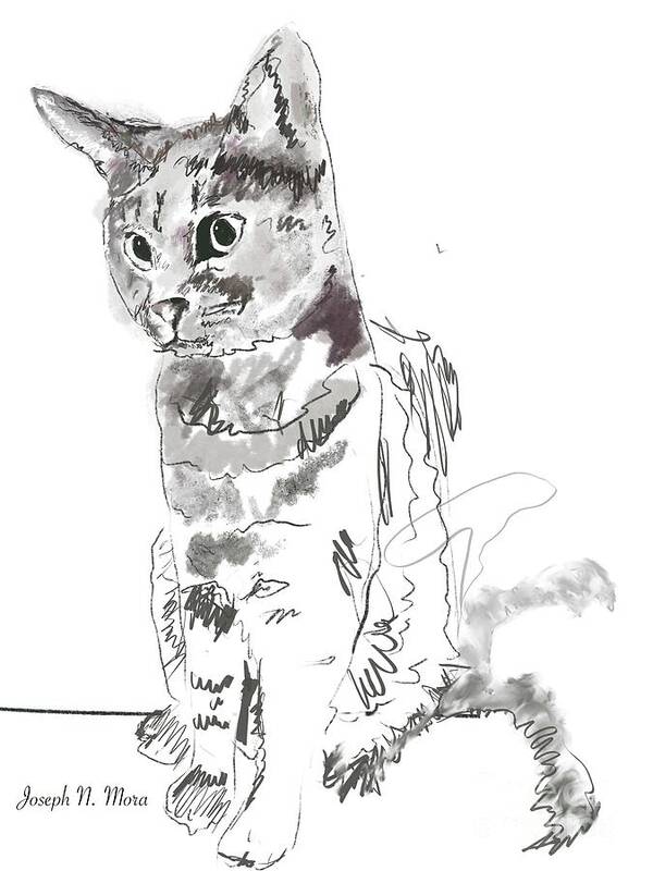 Digital Art Print featuring the digital art James Cat by Joseph Mora