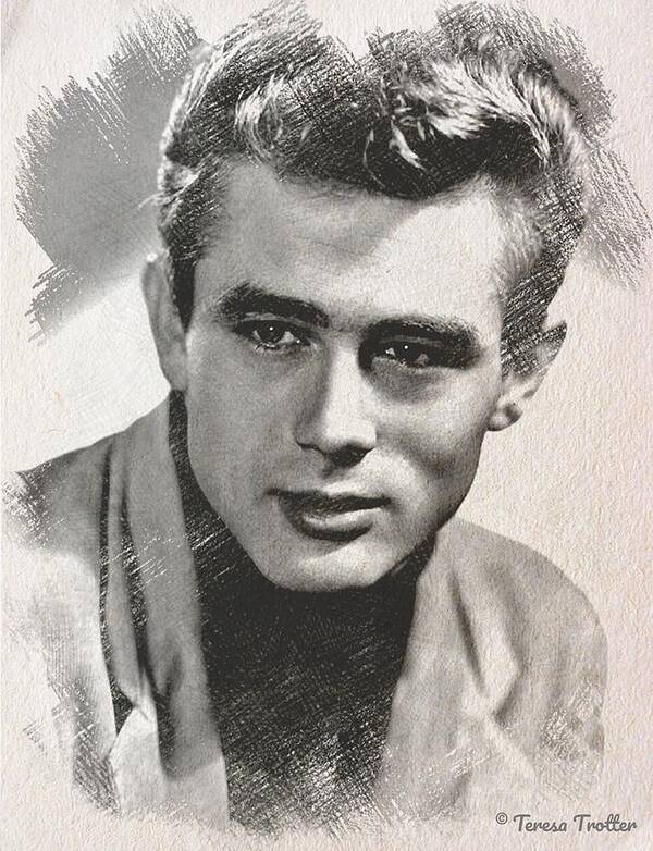 James Dean Art Print featuring the drawing James Dean Sketch by Teresa Trotter