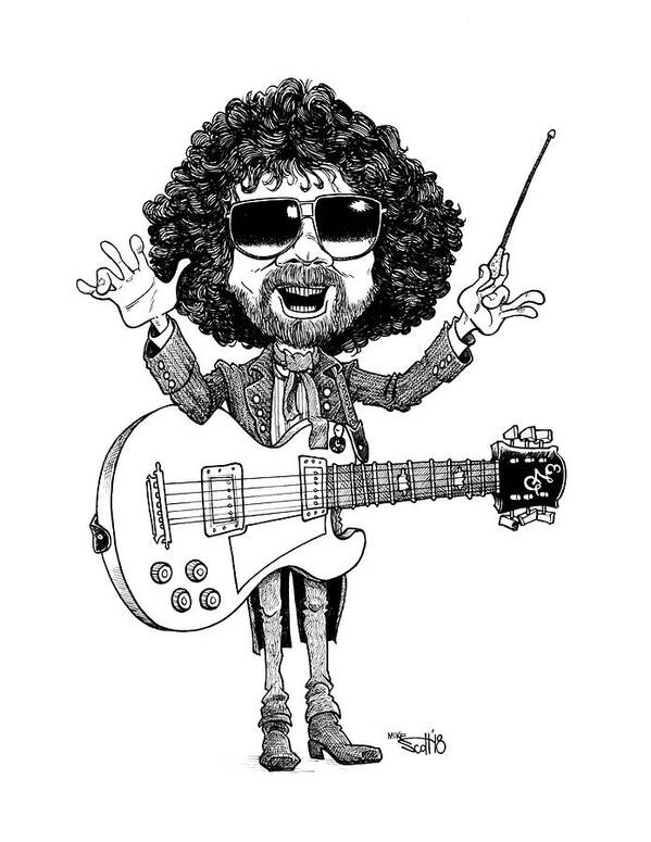 Caricature Art Print featuring the drawing Jeff Lynne by Mike Scott