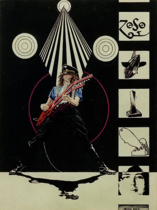 Colored Pencil Art Print featuring the drawing Jimmy Page Live by Sean Connolly