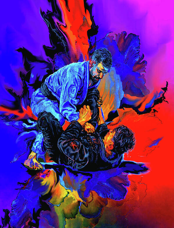 Jiu Jitsu Art Print featuring the painting Jiu Jitsu Justice by Hanne Lore Koehler